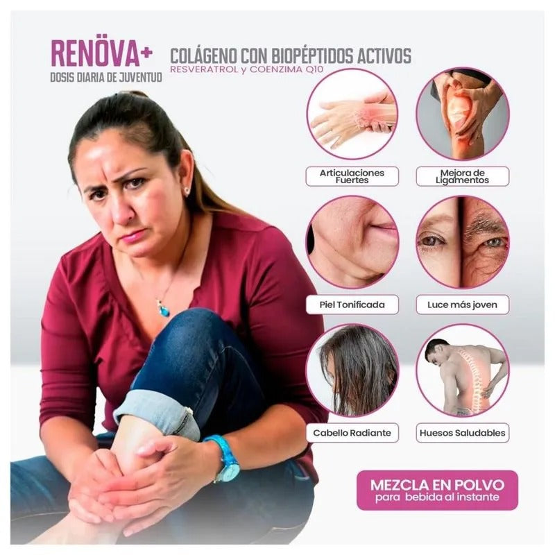 COLAGENO HIDROLIZADO RENOVA, CON BIOPEPTIDOS ACTIVOS + COENZIMA Q10 + RESVERATROL