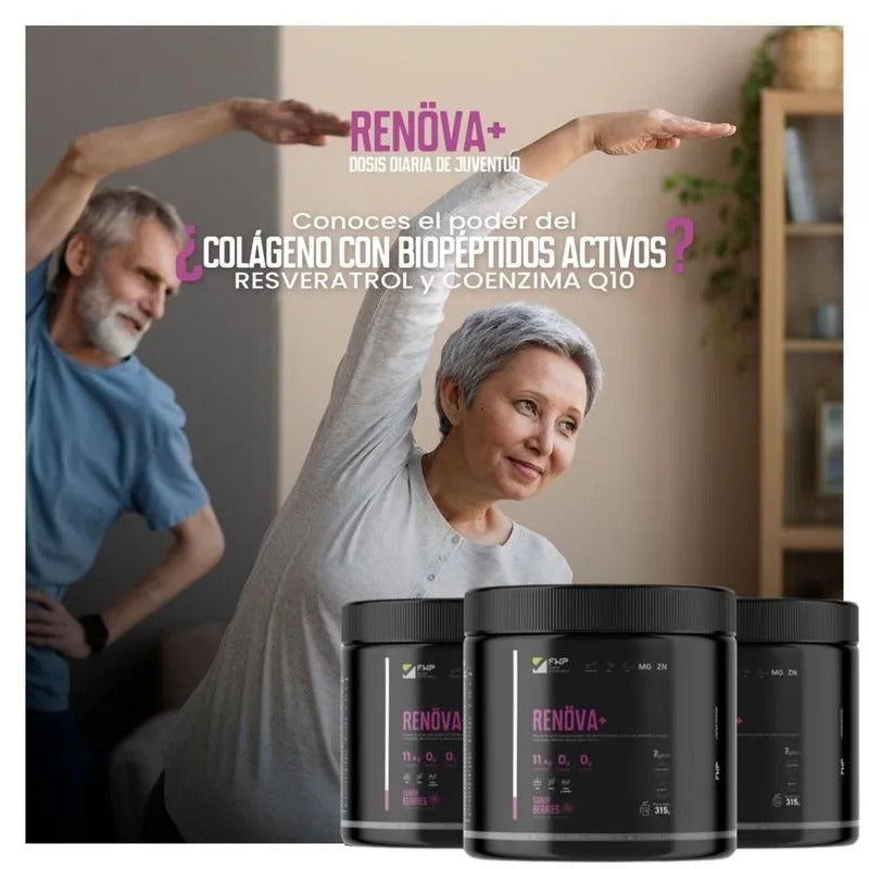 COLAGENO HIDROLIZADO RENOVA, CON BIOPEPTIDOS ACTIVOS + COENZIMA Q10 + RESVERATROL